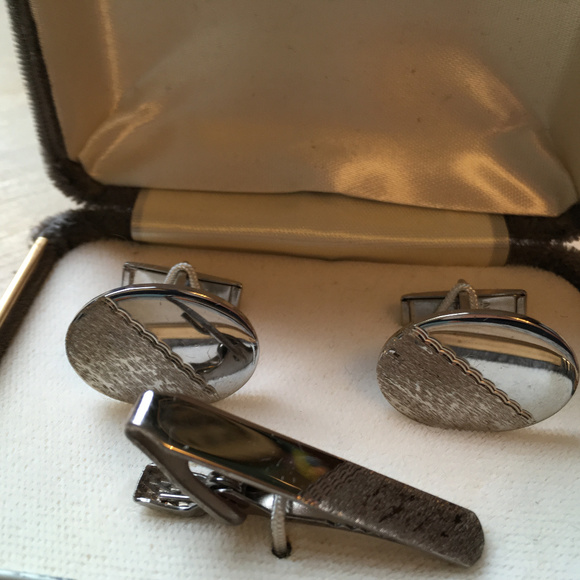 Esquire Accessories Mcm Silver Tone Cufflink Tie Bar Set Vintage Poshmark